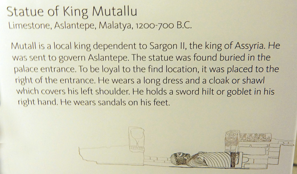 Statue of King Mutallu, subject to Sargon II of Assyria, 1200 - 700 BCE,  Aslantepe, Malatya